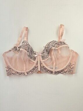 Angabriel Sheer Lace Underwire Bra in Blush Pink Size 34G New W/out Tags